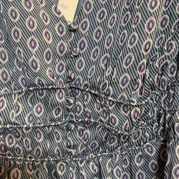 White House Black Market Blue Patterned Women's Top with Front Buttons Size S - Picture 6 of 6